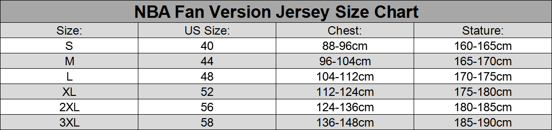 mitchell and ness swingman jersey size chart